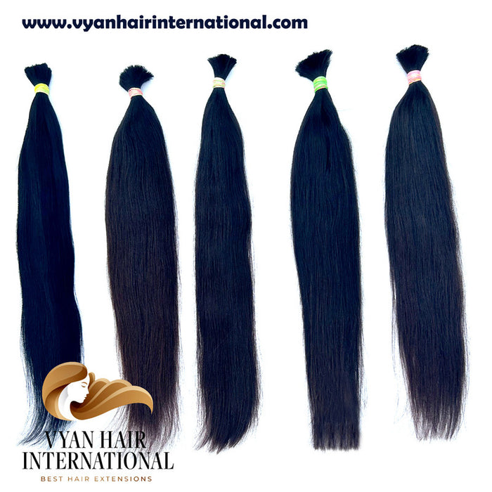 Raw straight Indian hair – soft texture, double drawn, no shedding

